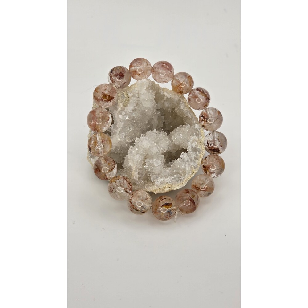 Herkimer Diamond with Fire Quartz Stretch Bracelet